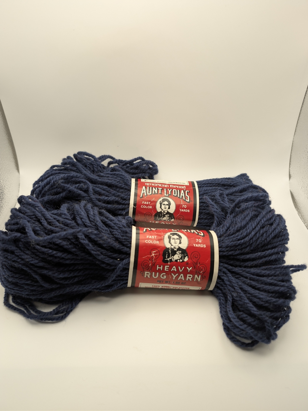 Vtg Aunt Lydia's Heavy Rug Yarn #725 NAVY 2 Skeins